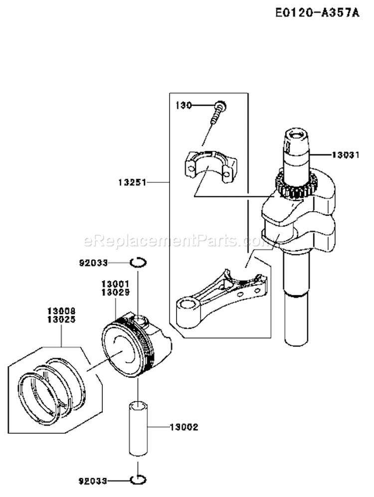 Page K Diagram and Parts List for FJ180V-AS58  Kawasaki Engine