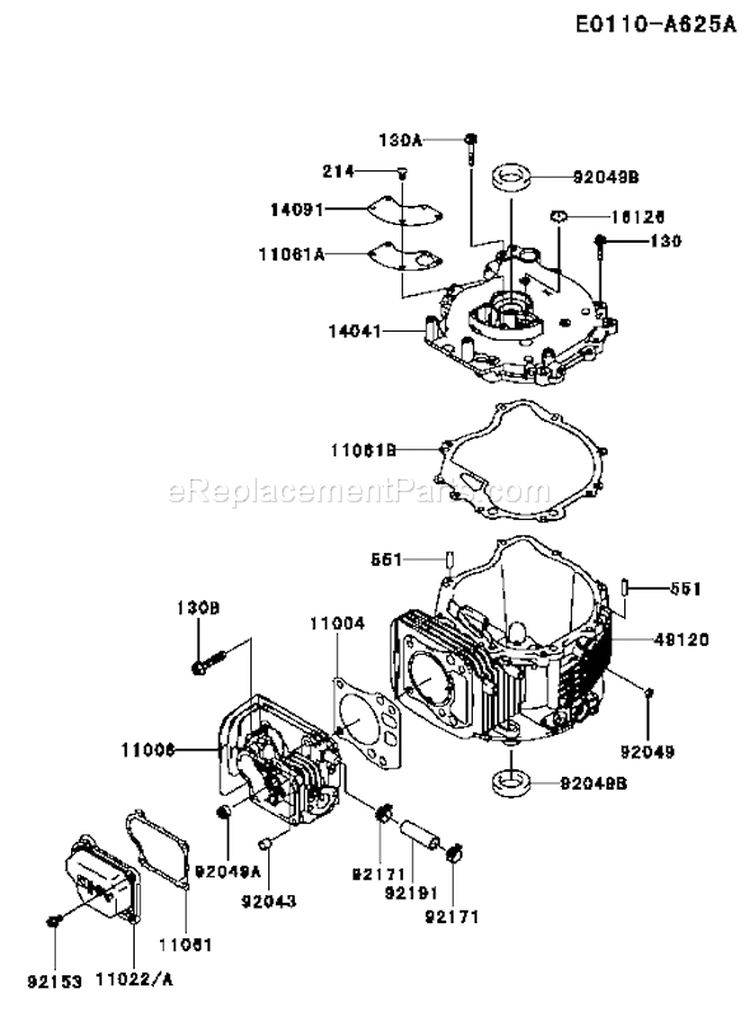 Page F Diagram and Parts List for FJ180V-AS58  Kawasaki Engine