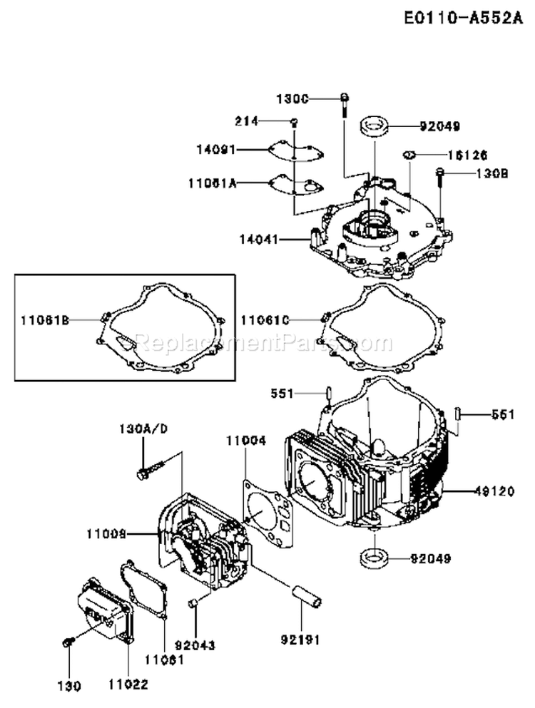 Page F Diagram and Parts List for FJ180V DS05 Kawasaki Engine