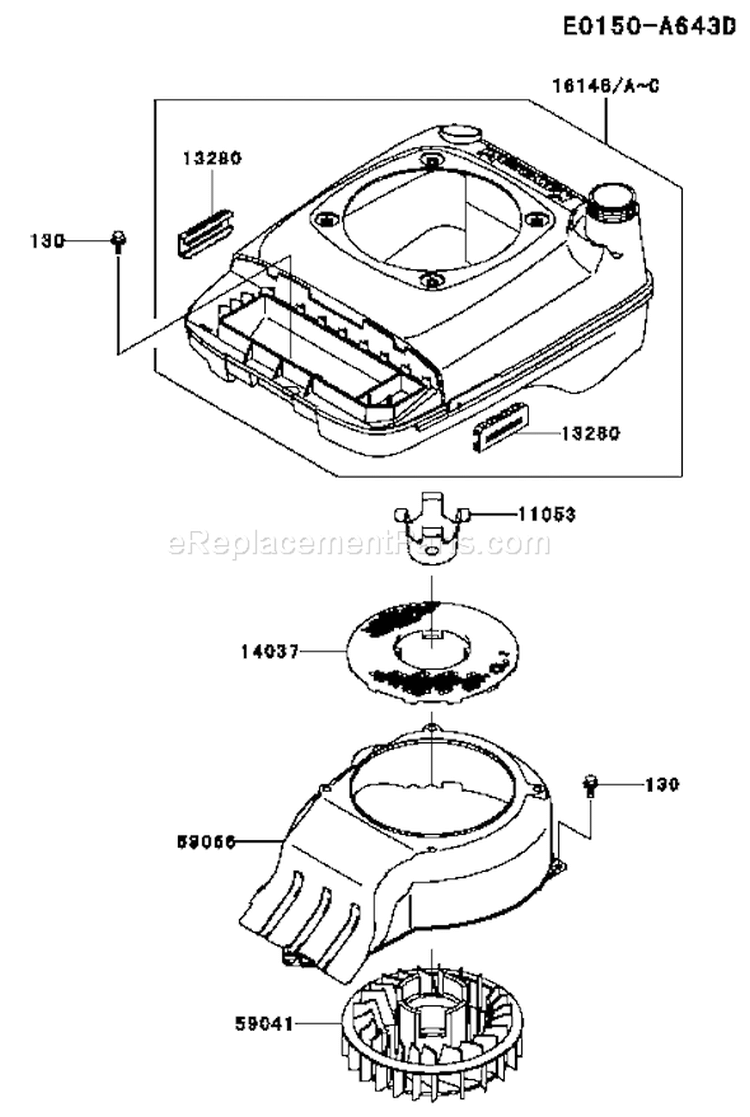 Page E Diagram and Parts List for FJ180V CS17 Kawasaki Engine