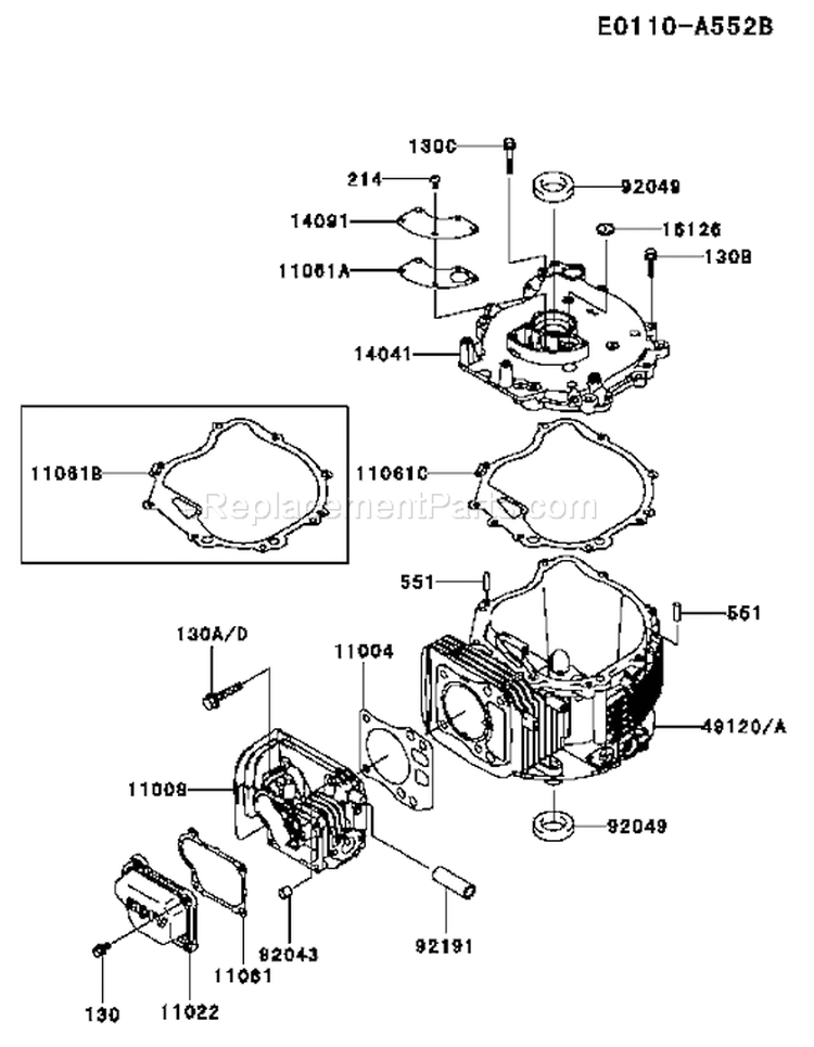 Page E Diagram and Parts List for FJ180V DS14 Kawasaki Engine