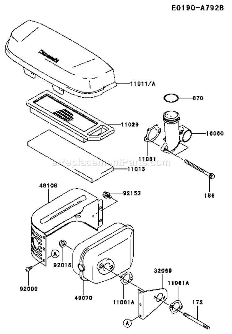Page A Diagram and Parts List for FJ180V ES13 Kawasaki Engine