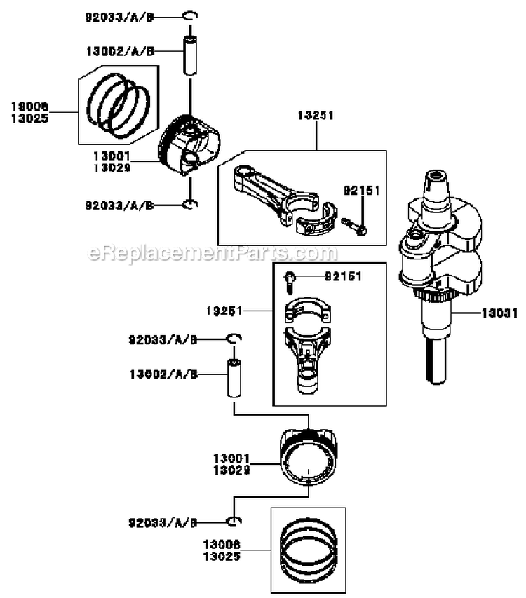 PistonCrankshaft Diagram and Parts List for FR651V-AS06  Kawasaki Engine