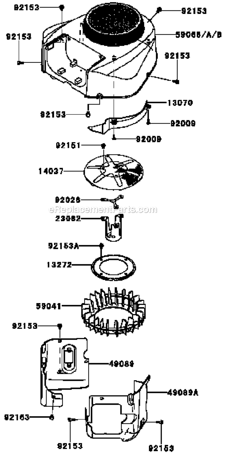 Cooling-Equipment Diagram and Parts List for FR651V-AS06  Kawasaki Engine