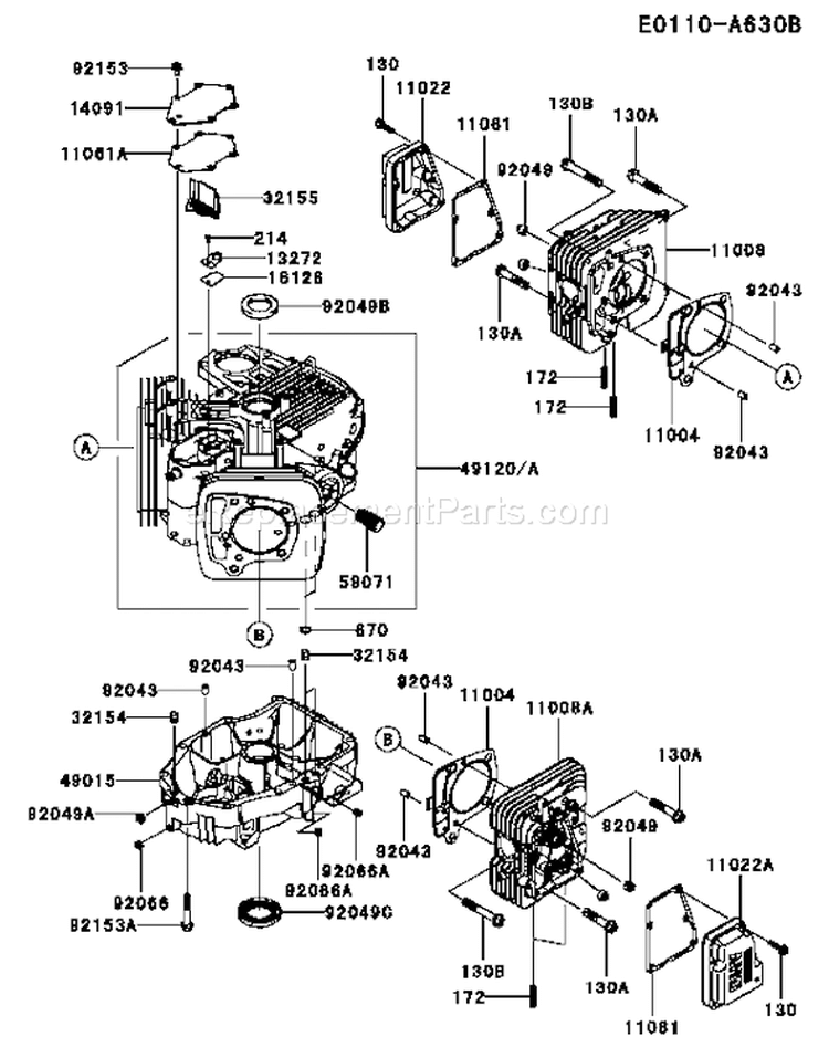 Page E Diagram and Parts List for FR651V AS00 Kawasaki Engine