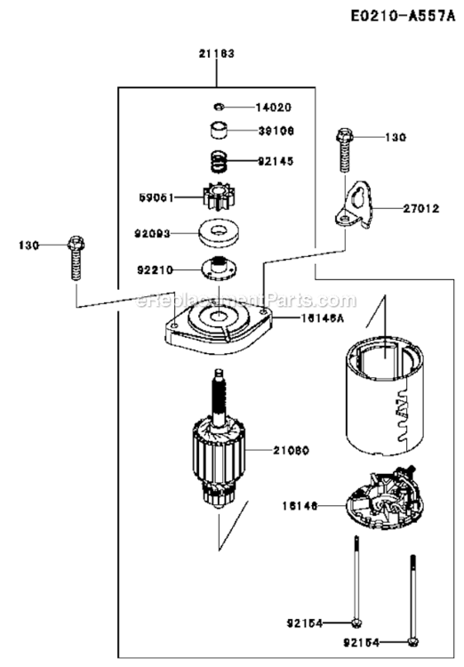 Starter Diagram and Parts List for FR730V-BS15  Kawasaki Engine