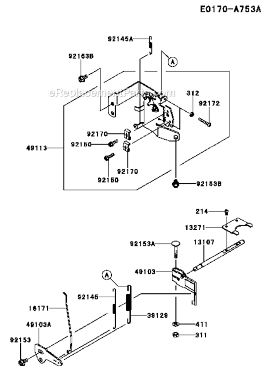 Control-Equipment Diagram and Parts List for FR730V-BS15  Kawasaki Engine