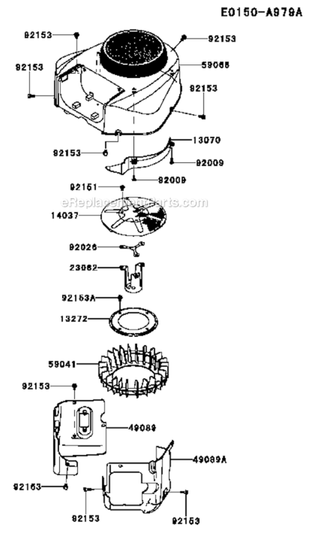 Cooling_Equipment Diagram and Parts List for FR730V-BS15  Kawasaki Engine