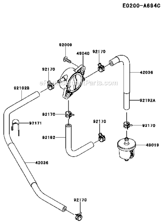Fuel-TankFuel-Valve Diagram and Parts List for FR730V-BS15  Kawasaki Engine