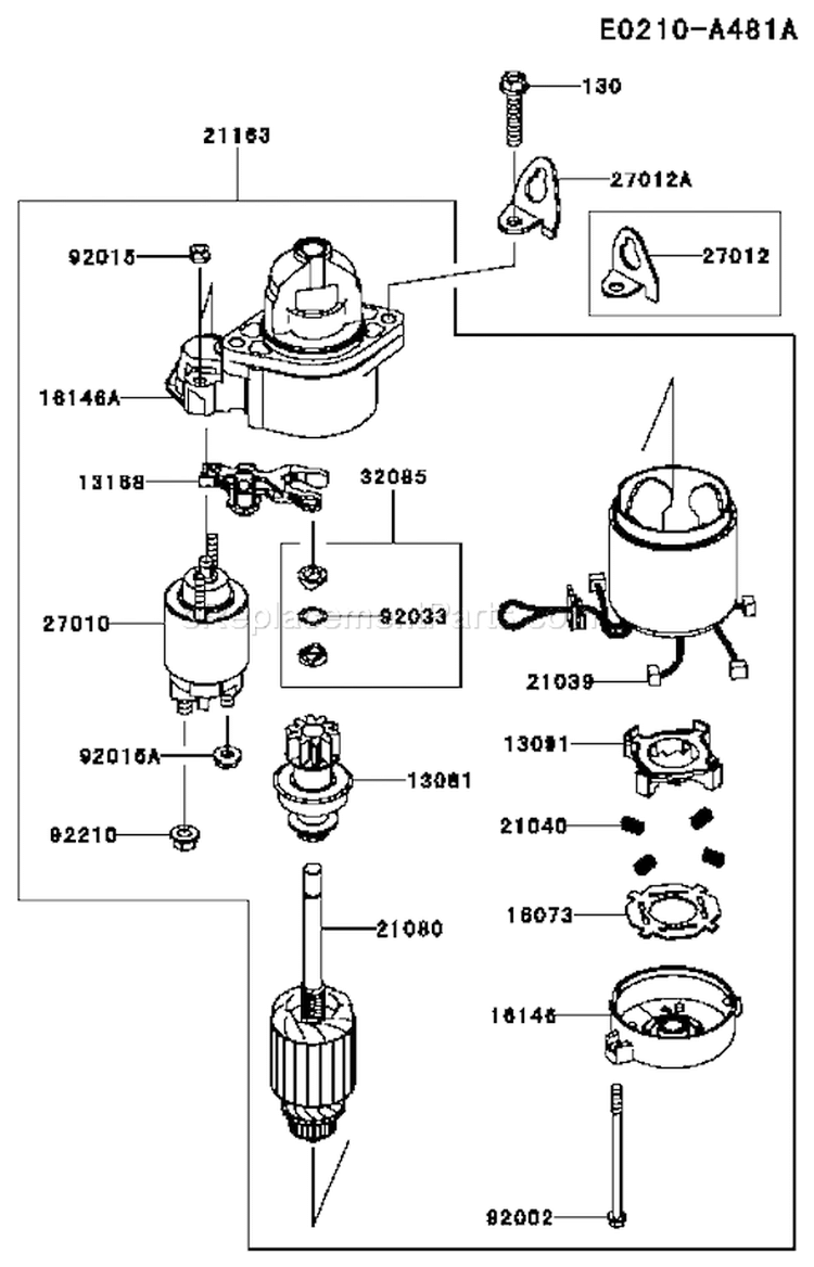 Page J Diagram and Parts List for FX730V AS00 Kawasaki Engine
