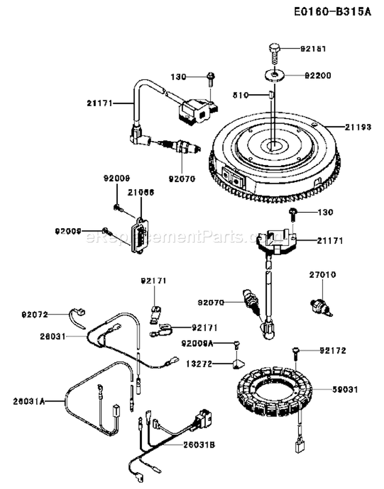 Page F Diagram and Parts List for FX730V AS04 Kawasaki Engine