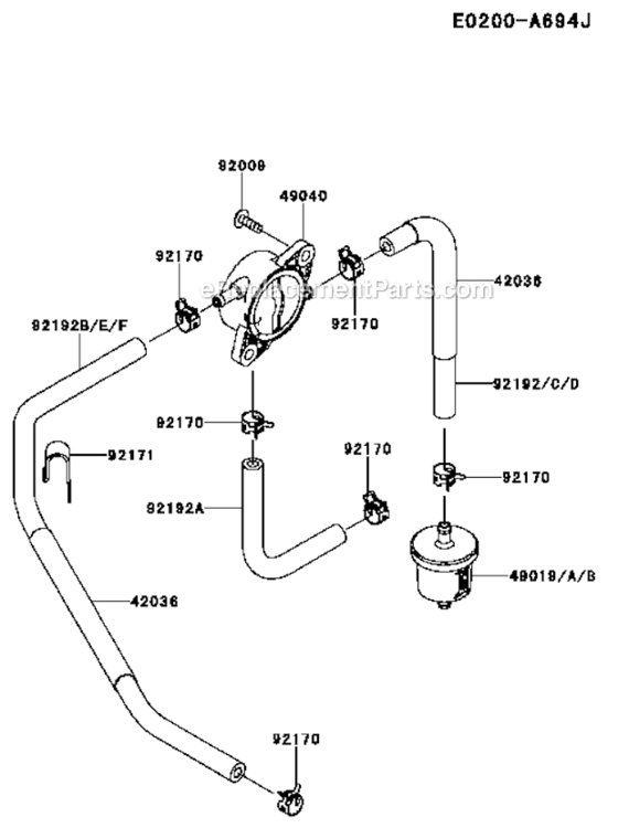 Fuel-Tank_Fuel-Valve Diagram and Parts List for FX730V-BS05-R  Kawasaki Engine