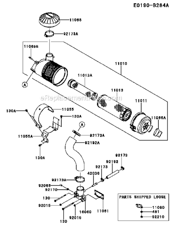 Page B Diagram and Parts List for FX730V-BS05-R  Kawasaki Engine