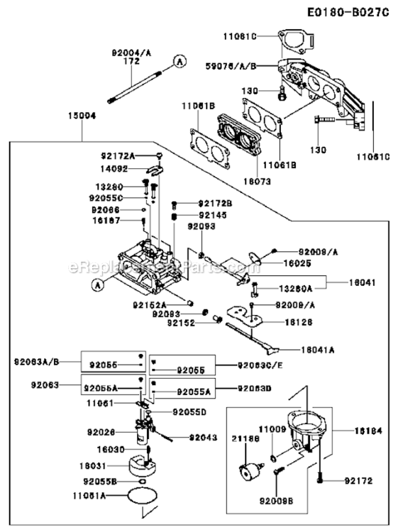 Page E Diagram and Parts List for FX730V-BS05-R  Kawasaki Engine
