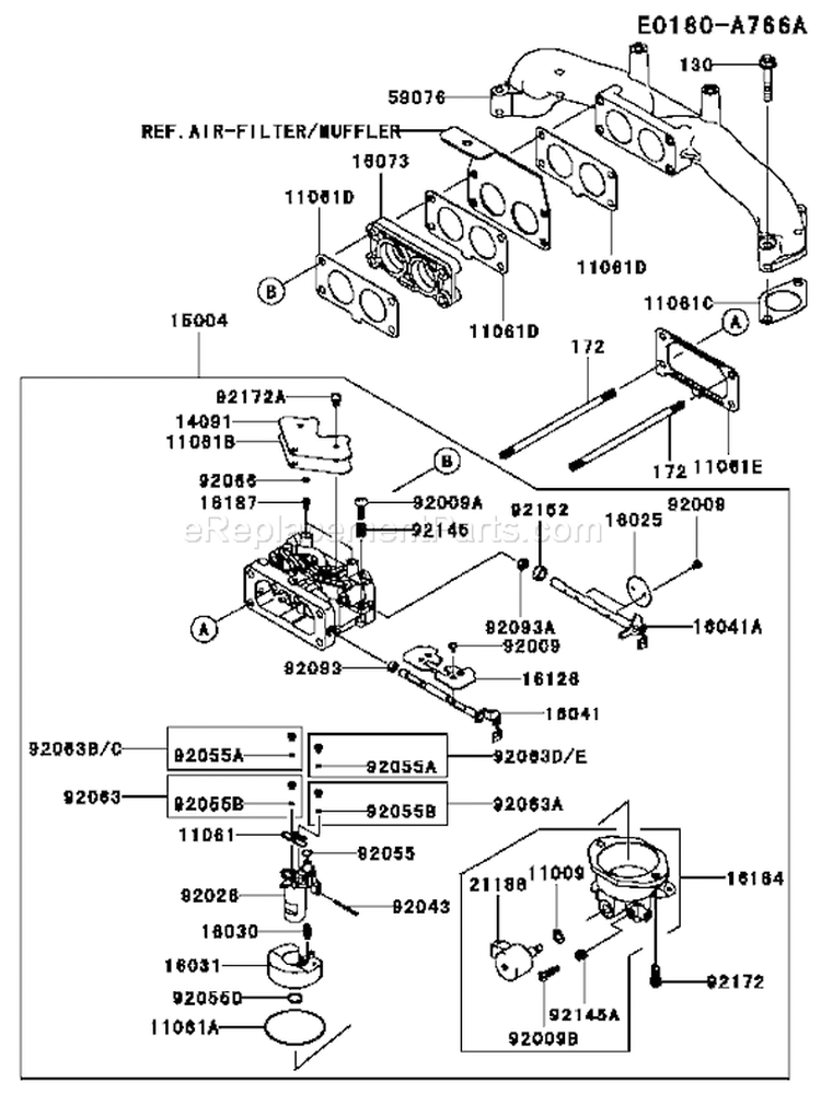Page B Diagram and Parts List for FX751V AS06 Kawasaki Engine