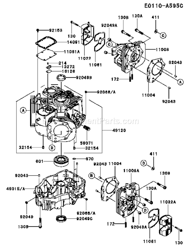 Page E Diagram and Parts List for FX801V AS00 Kawasaki Engine