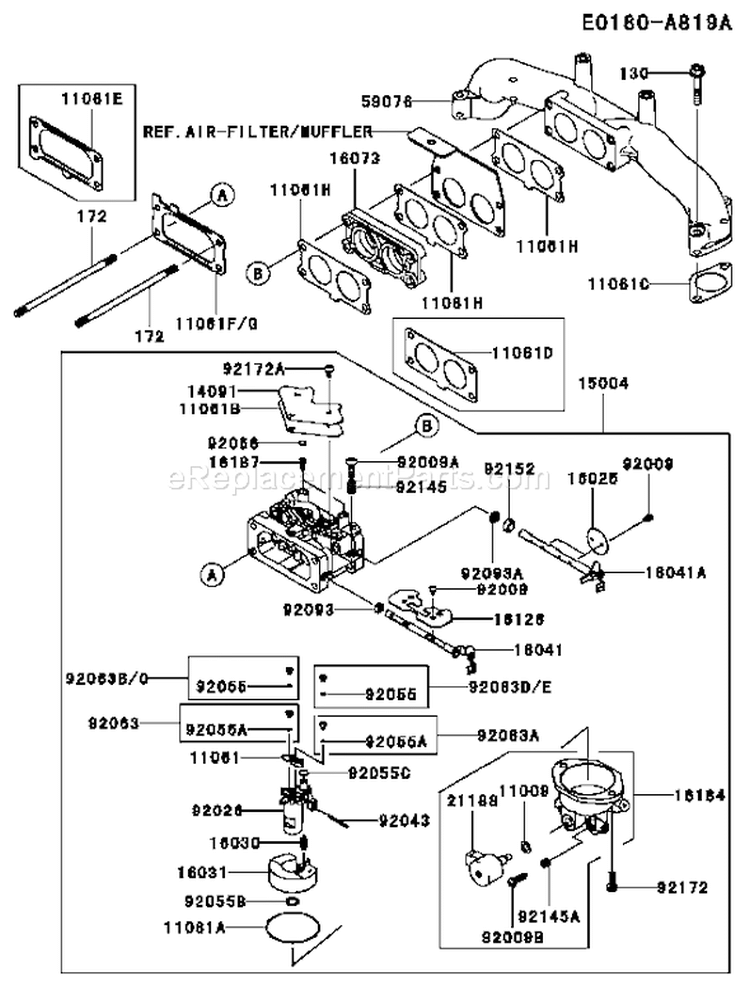 Page B Diagram and Parts List for FX801V BS05 Kawasaki Engine