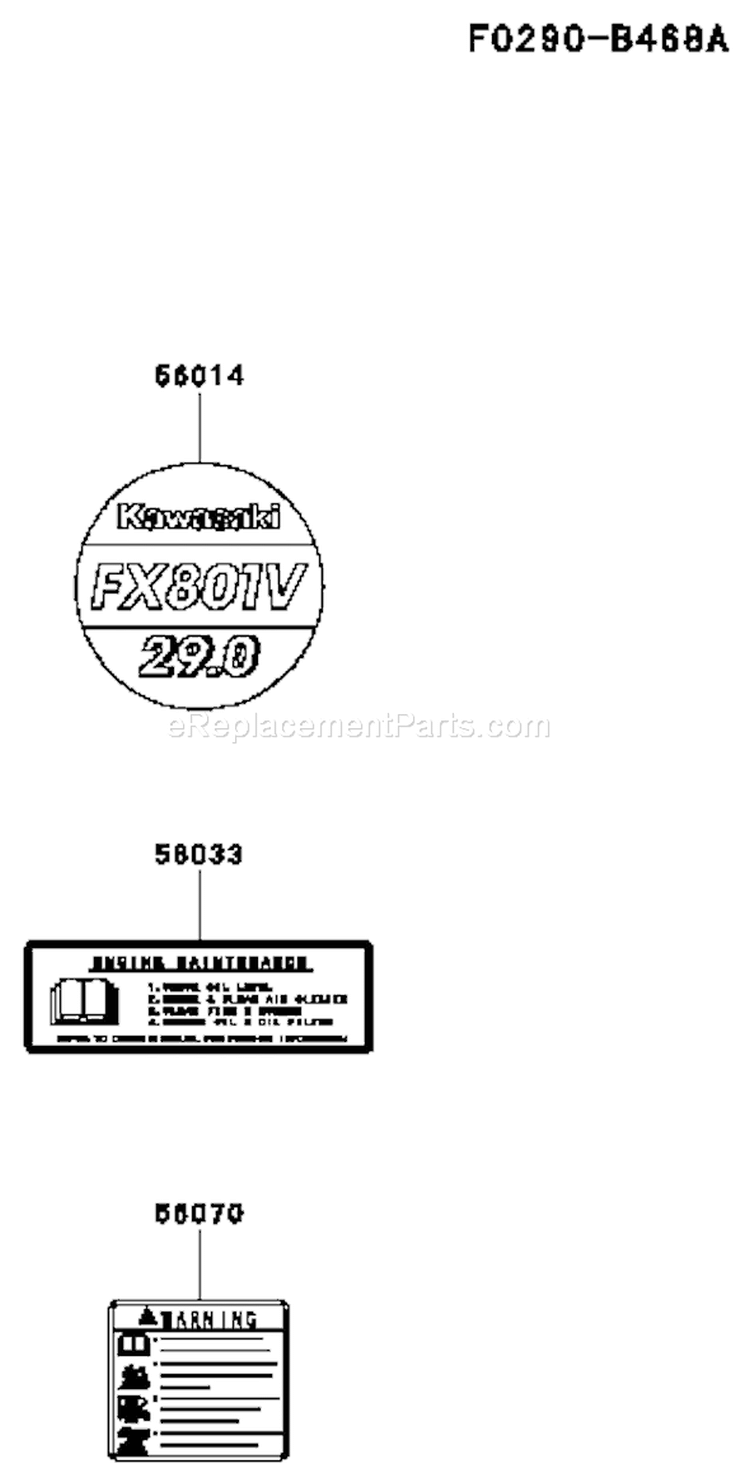 Page H Diagram and Parts List for FX801V AS00 Kawasaki Engine