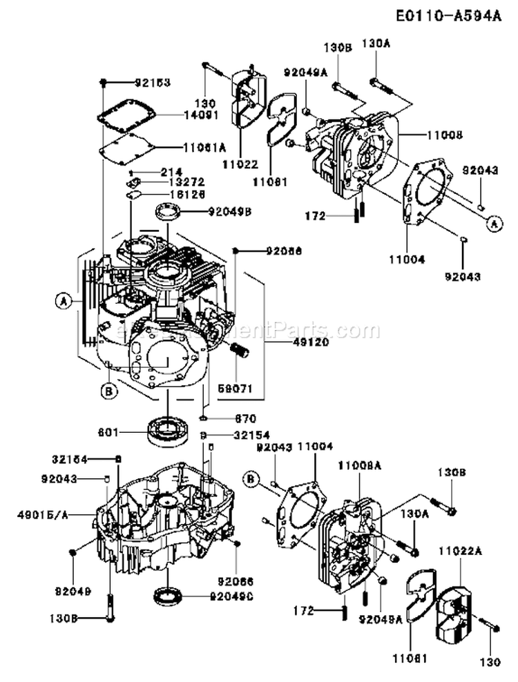 Page E Diagram and Parts List for FX751V AS00 Kawasaki Engine