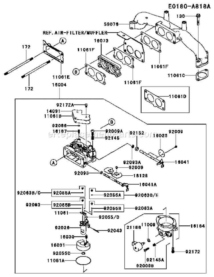 Page B Diagram and Parts List for FX850V AS09 Kawasaki Engine