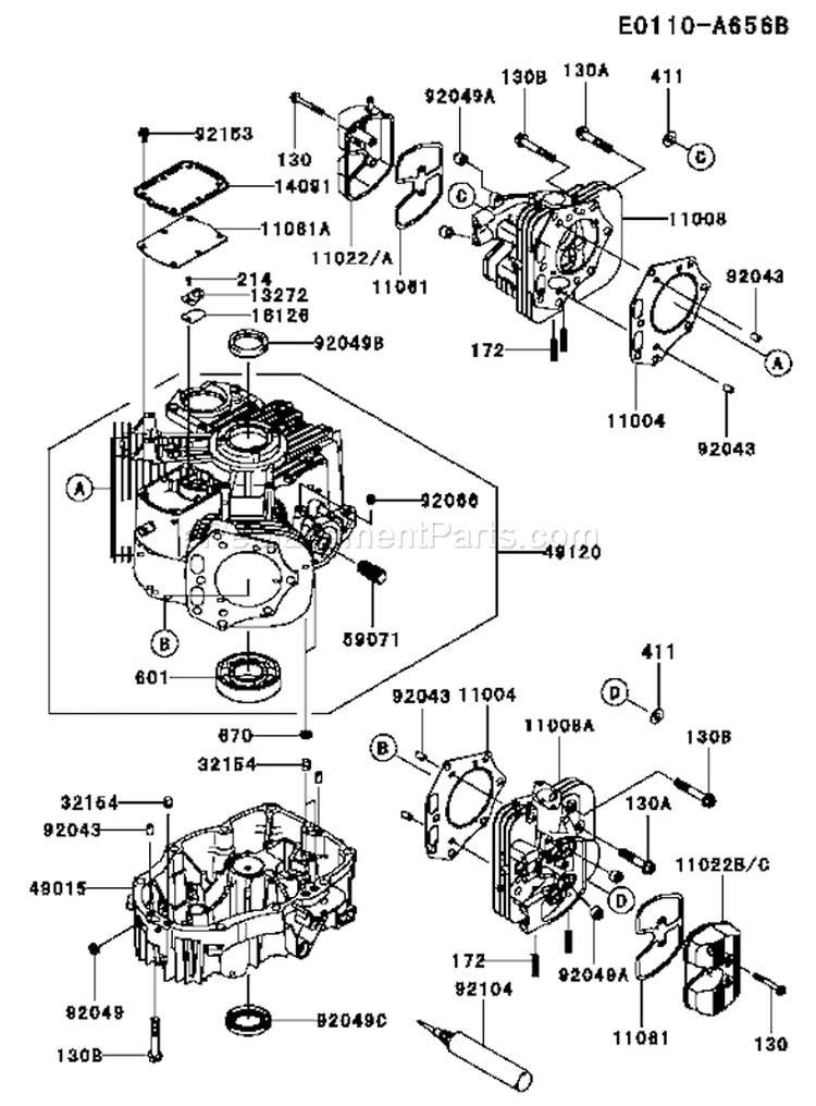 Page E Diagram and Parts List for FX801V BS05 Kawasaki Engine