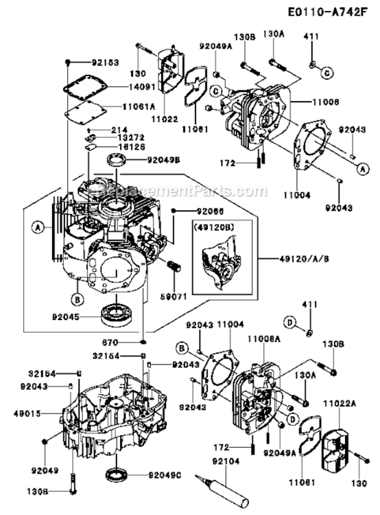 Page L Diagram and Parts List for FX850V-BS12  Kawasaki Engine