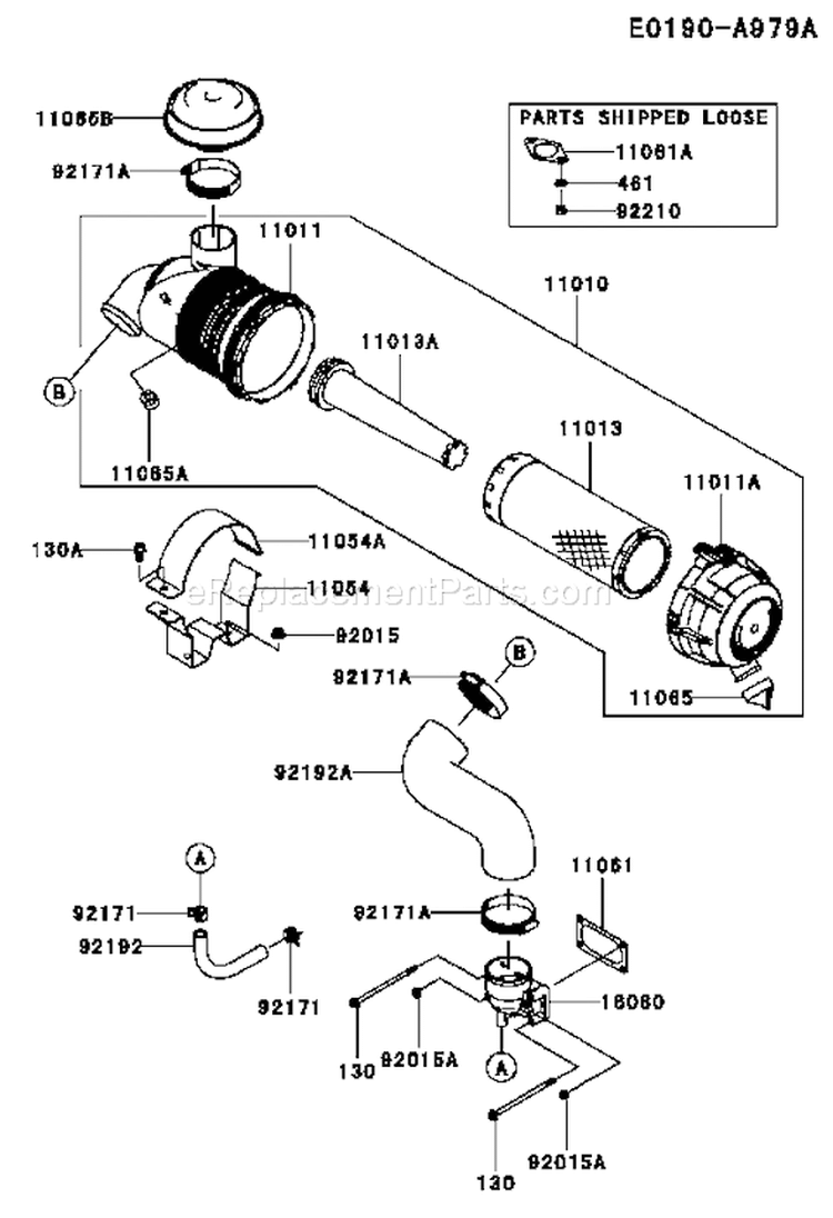 Page A Diagram and Parts List for FX921V AS00 Kawasaki Engine