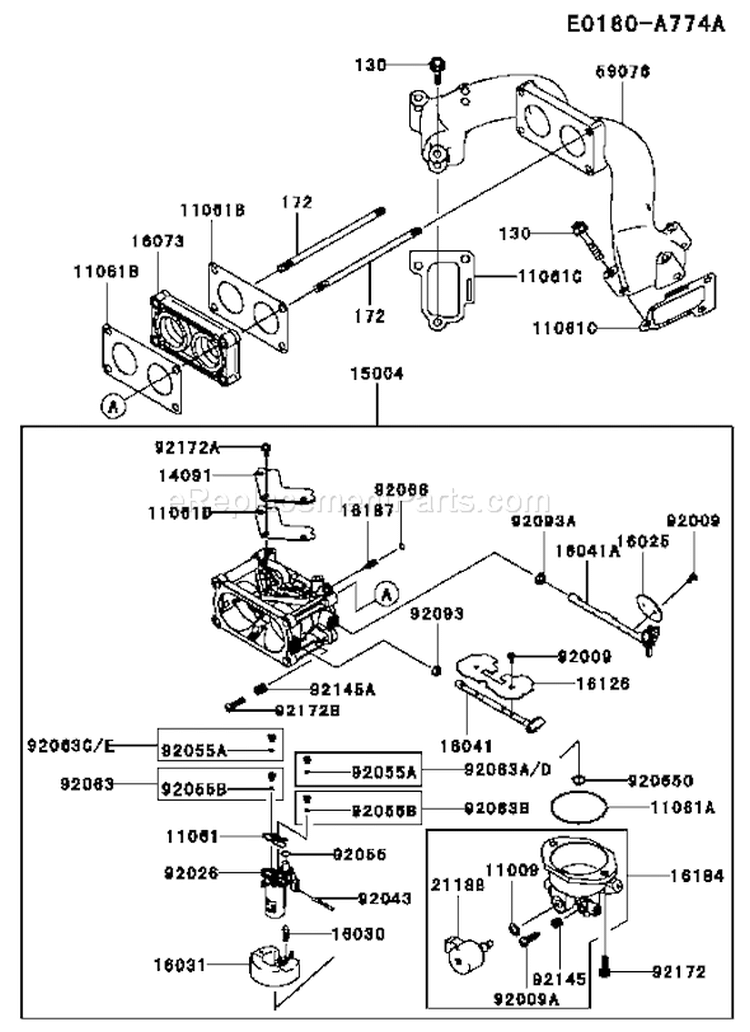Page B Diagram and Parts List for FX921V AS00 Kawasaki Engine