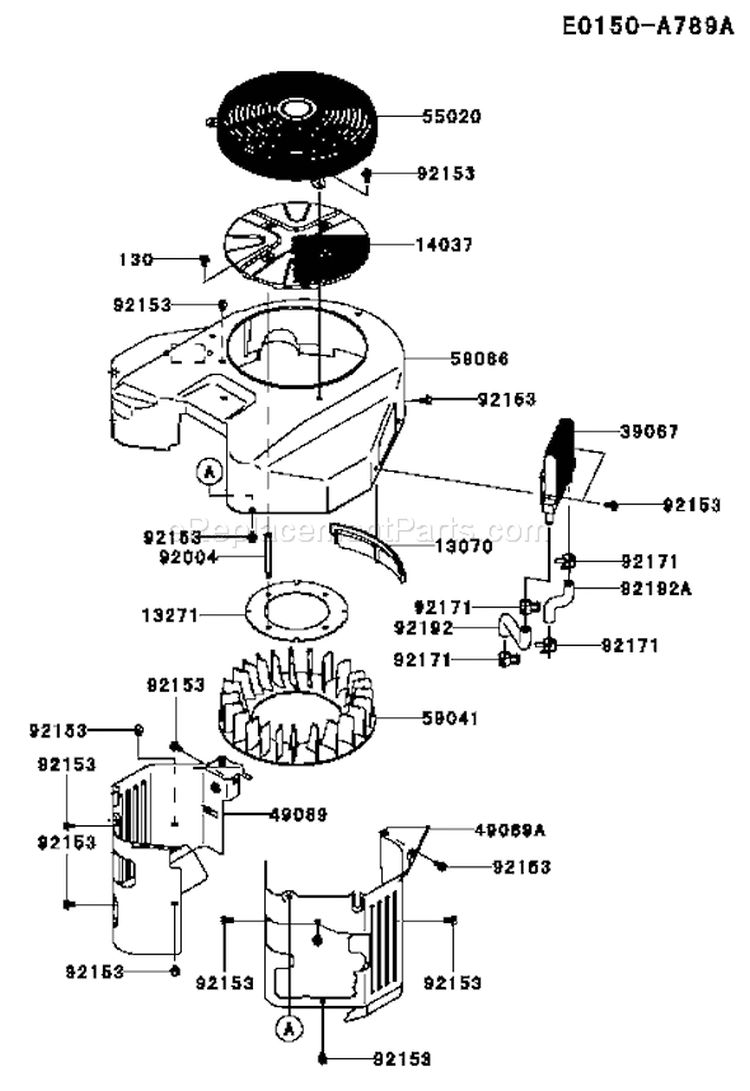 Page D Diagram and Parts List for FX921V AS00 Kawasaki Engine