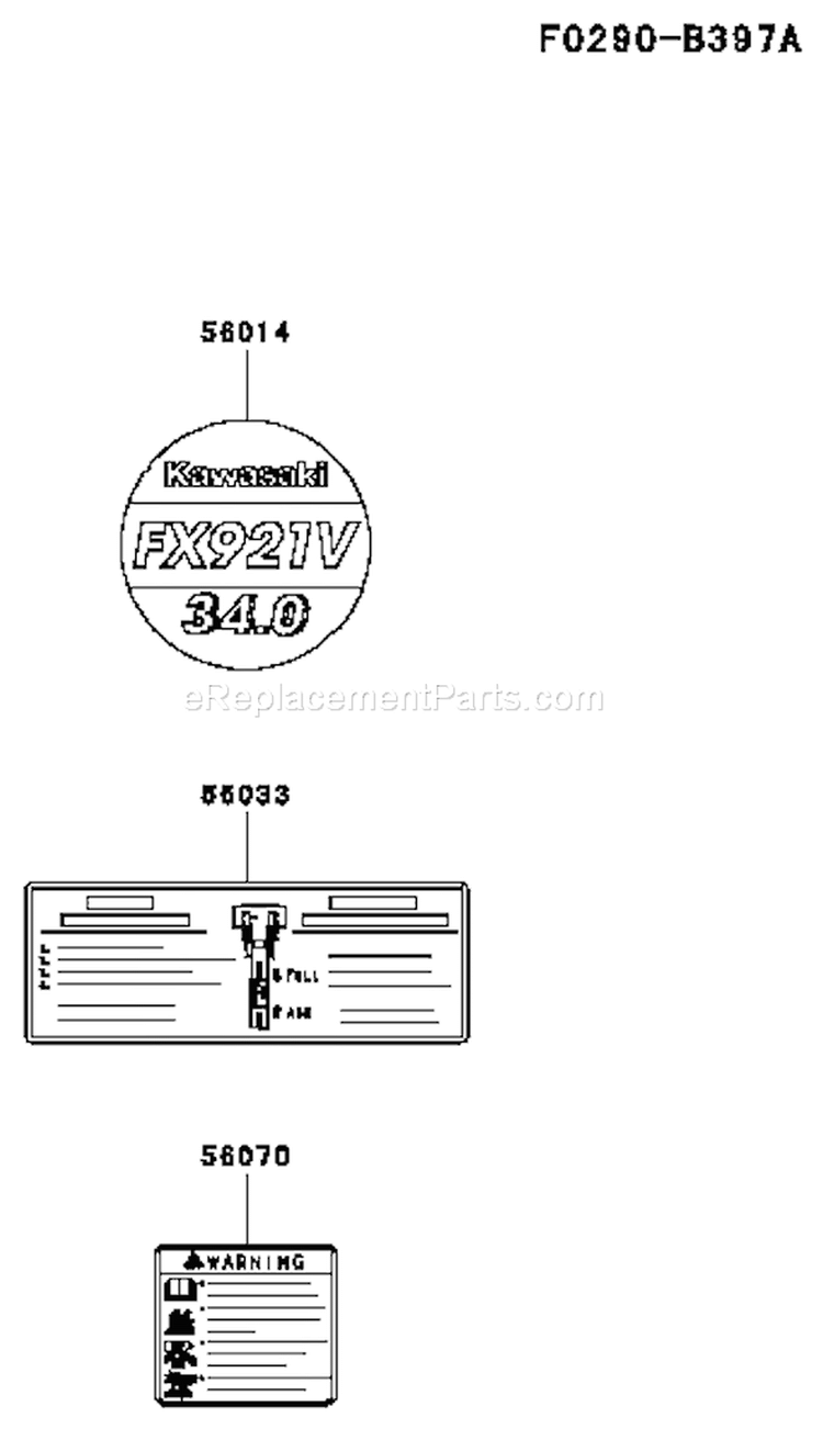 Page H Diagram and Parts List for FX921V AS00 Kawasaki Engine