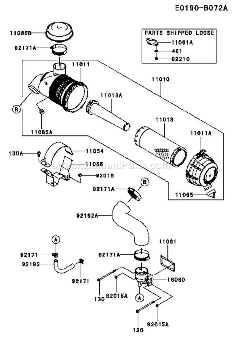 Page A Diagram and Parts List for FX921V AS04 Kawasaki Engine