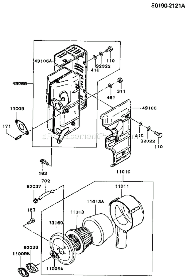 Page A Diagram and Parts List for FZ340D CS06 Kawasaki Engine