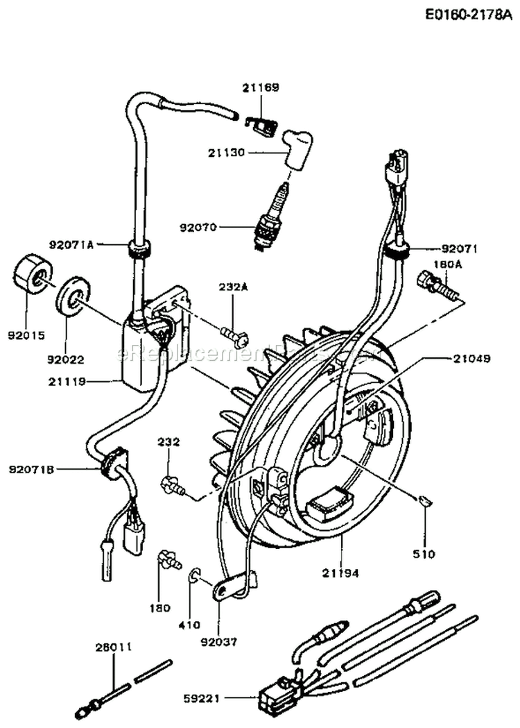 Page F Diagram and Parts List for FZ340D CS06 Kawasaki Engine