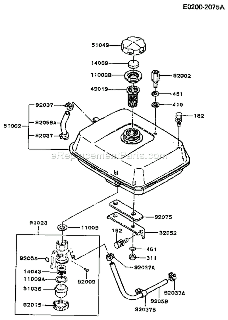 Page G Diagram and Parts List for FZ340D FS02 Kawasaki Engine