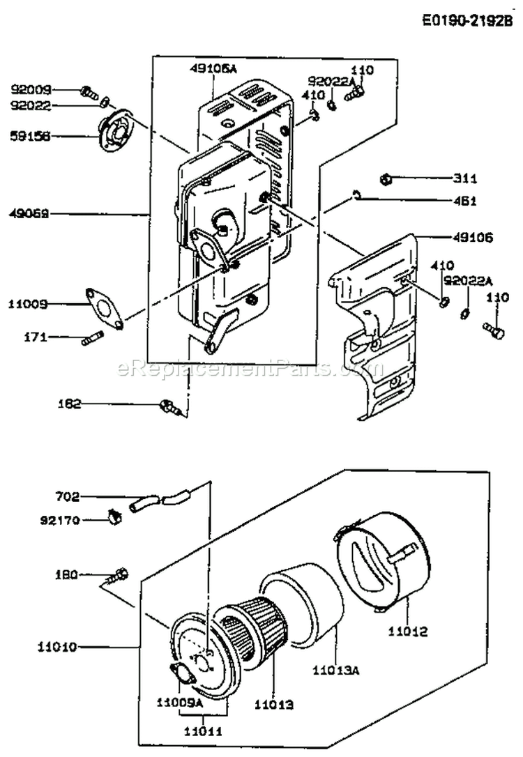Page A Diagram and Parts List for FZ340G CS00 Kawasaki Engine