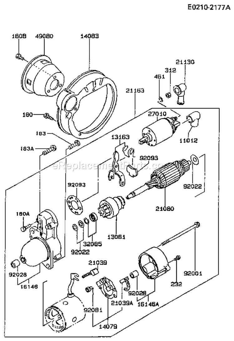 Page K Diagram and Parts List for FZ340G CS00 Kawasaki Engine
