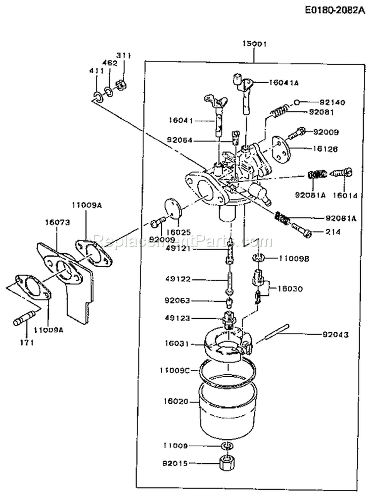 Page B Diagram and Parts List for FZ340G CS00 Kawasaki Engine