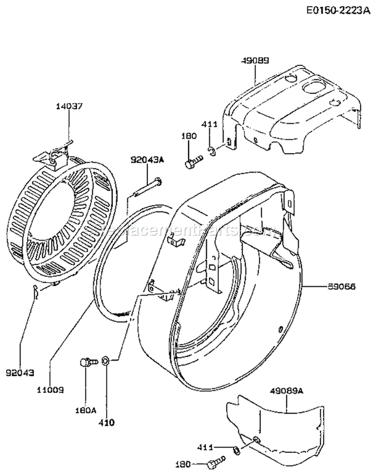 Page D Diagram and Parts List for FZ340G CS00 Kawasaki Engine