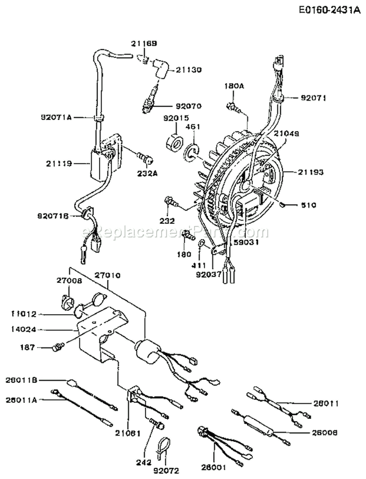 Page F Diagram and Parts List for FZ340G CS00 Kawasaki Engine