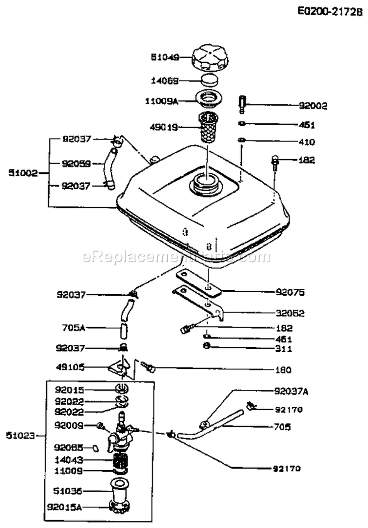 Page G Diagram and Parts List for FZ340G CS00 Kawasaki Engine