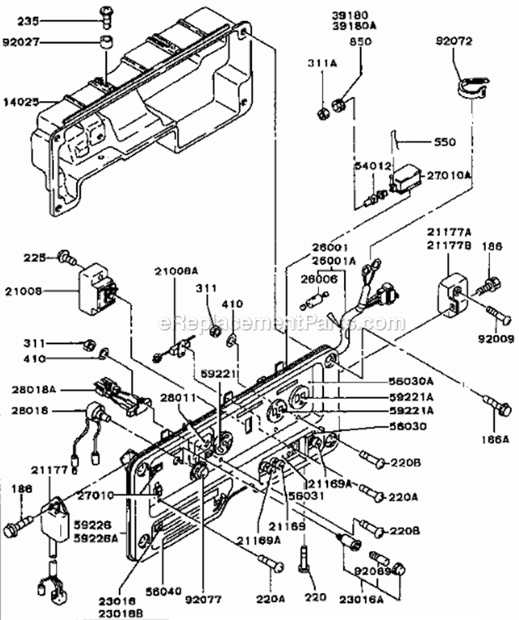 Contorl-Panel Diagram and Parts List for GA2300A-S00  Kawasaki Generator