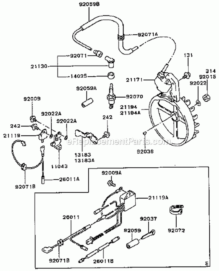 Electric-Equipment Diagram and Parts List for GA2300A-S00  Kawasaki Generator
