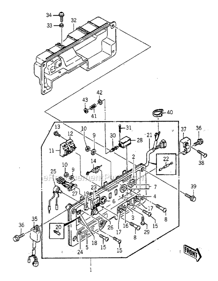 Control Panel Diagram and Parts List for GA3200A  Kawasaki Generator