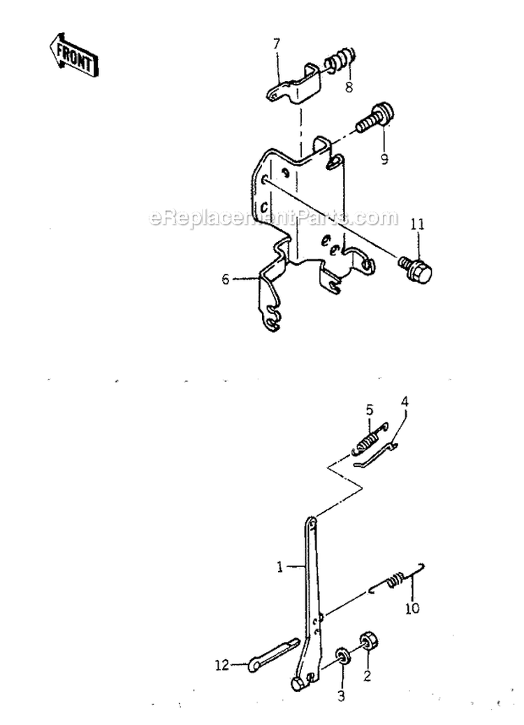 Control Lever Diagram and Parts List for GA3200A  Kawasaki Generator