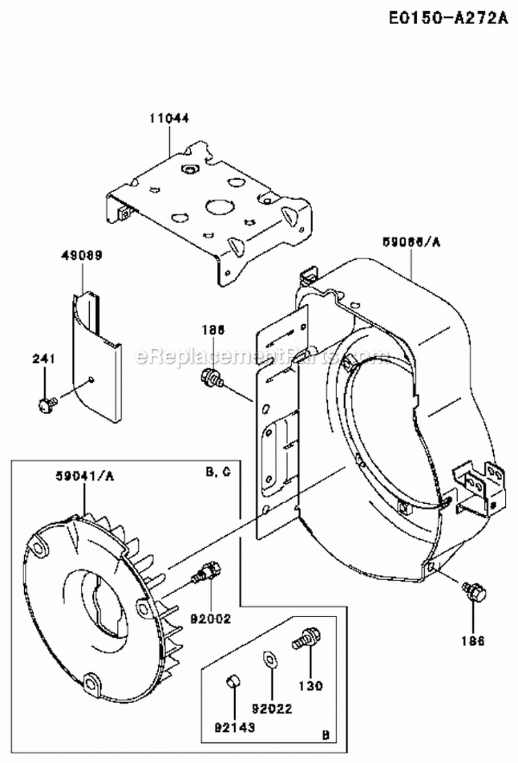 Cooling-Equipment Diagram and Parts List for GAT40A-S00  Kawasaki Generator
