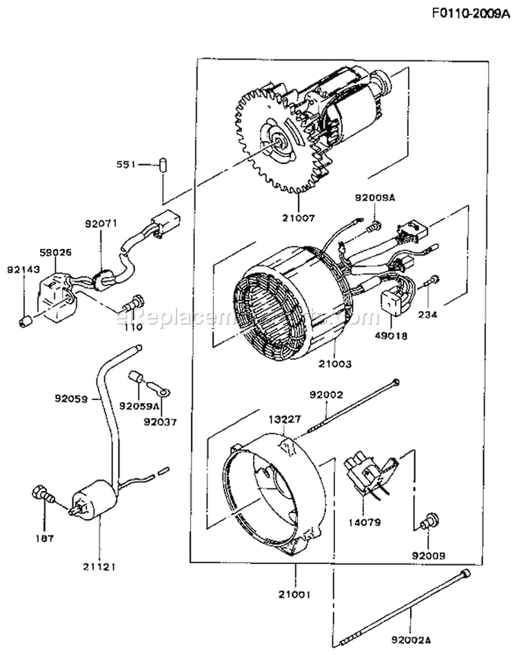Page J Diagram and Parts List for GD700A AS01 Kawasaki Generator