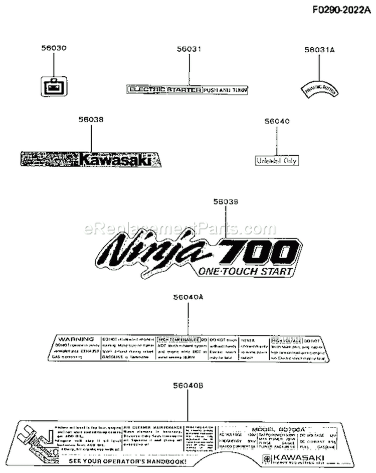 Page K Diagram and Parts List for GD700A AS01 Kawasaki Generator