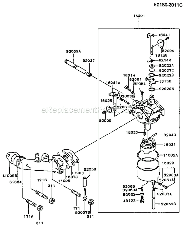 Page B Diagram and Parts List for GD700A AS01 Kawasaki Generator