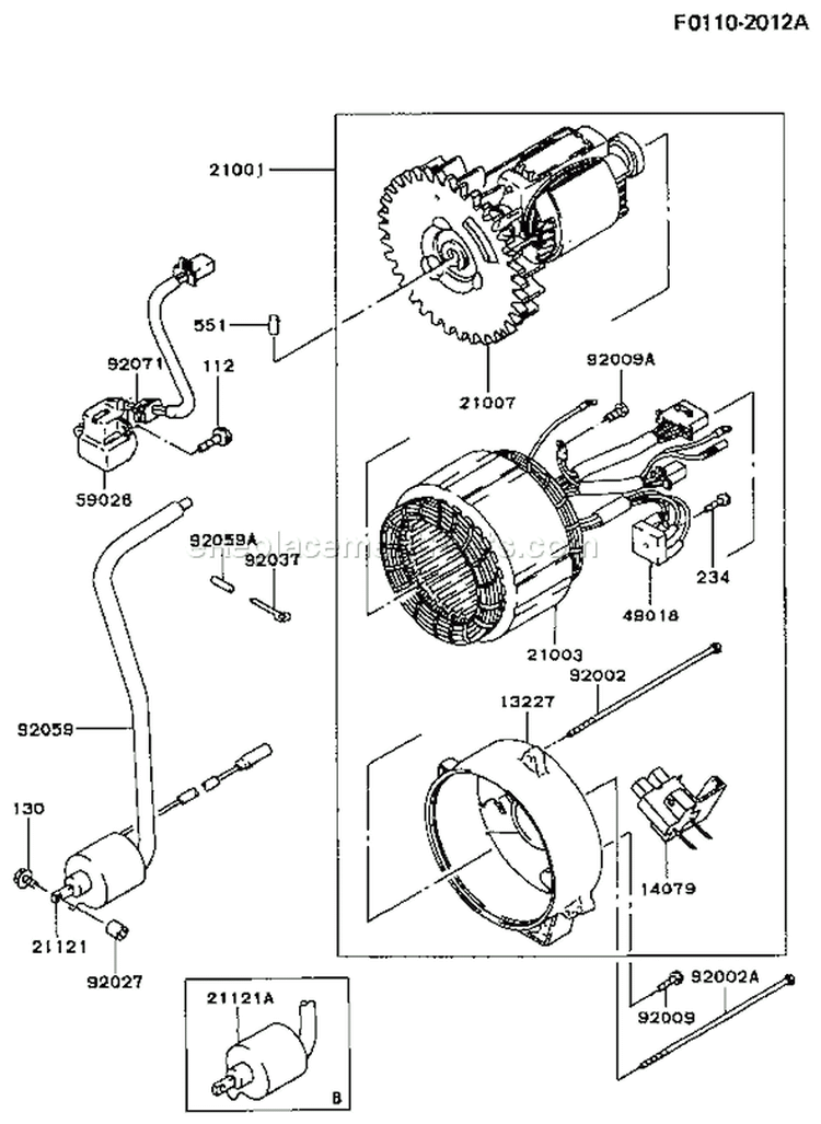 Page K Diagram and Parts List for GD700A BS01 Kawasaki Generator