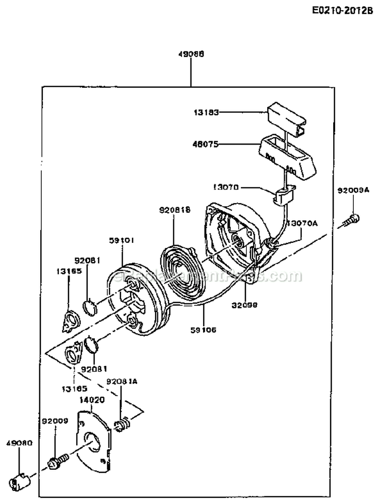 Page O Diagram and Parts List for GD700A BS01 Kawasaki Generator